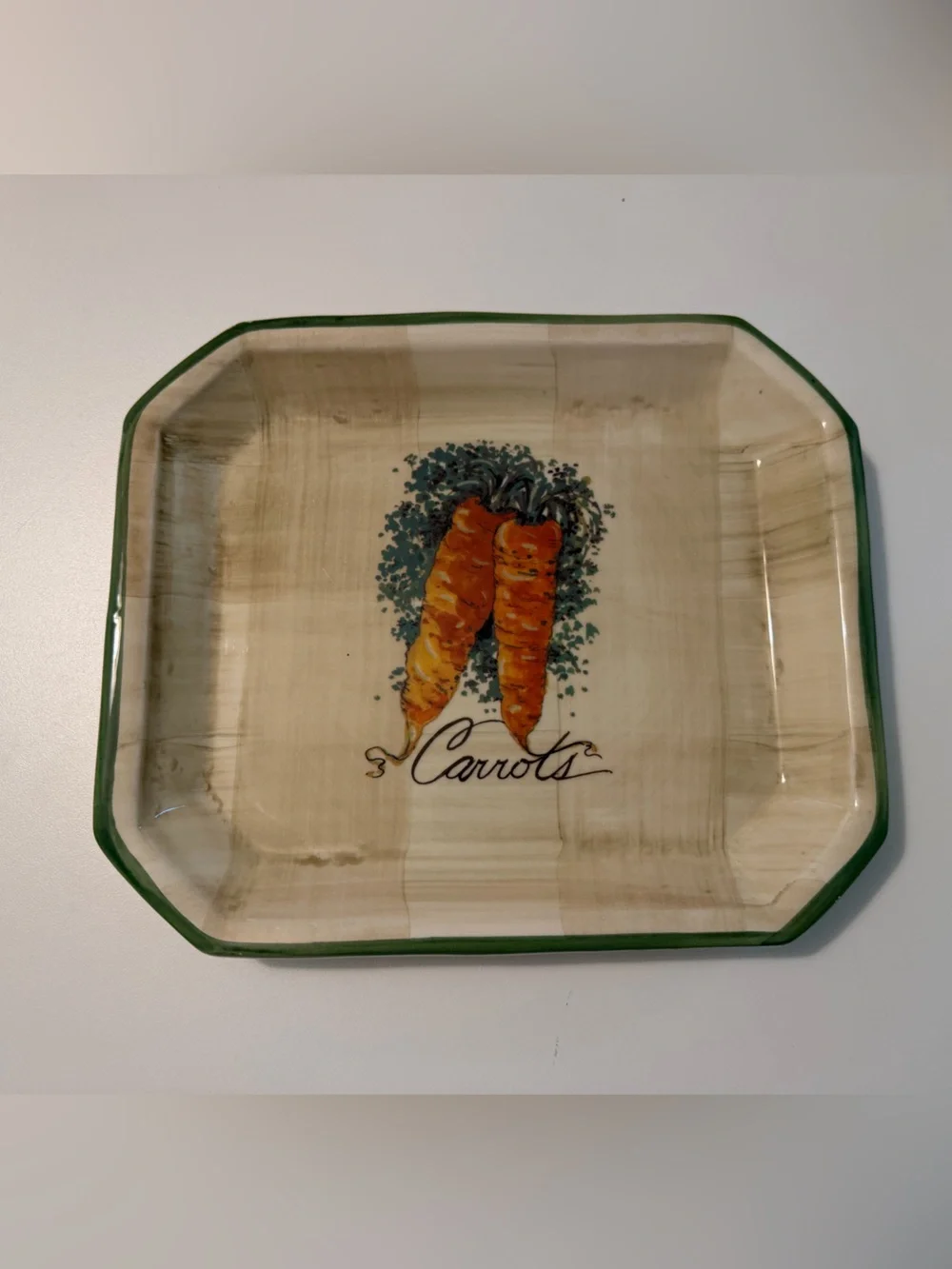 Vintage Ceramica Due Torri Carrots Ceramic Serving Platter Made in Italy Square